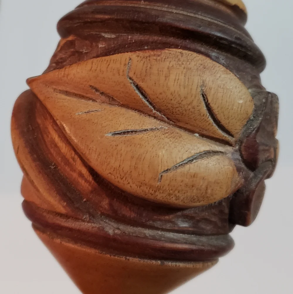 Hand Carved Wooden Vase Folk Art Boho